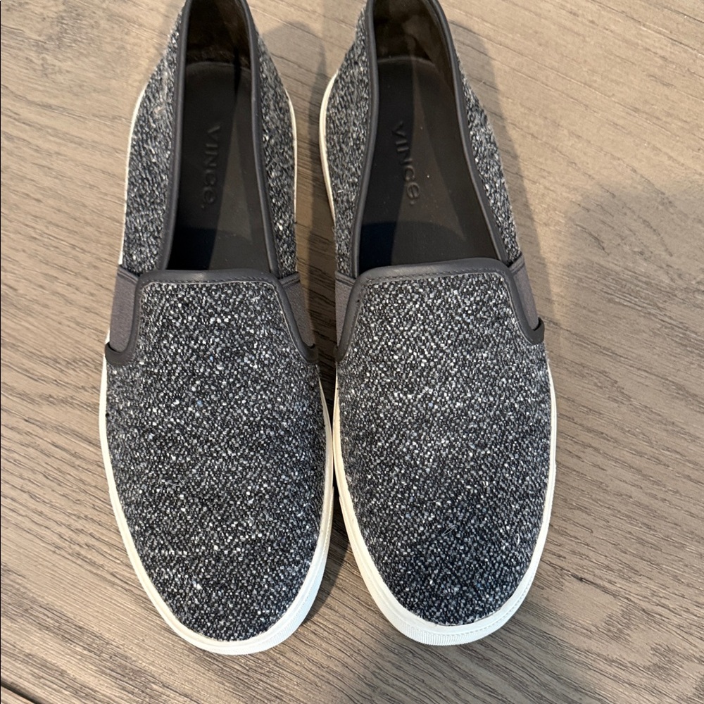 Vince tweed slip on sneakers
